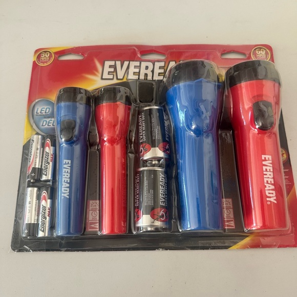 Eveready Red and Blue Flashlight Set - Picture 1 of 8